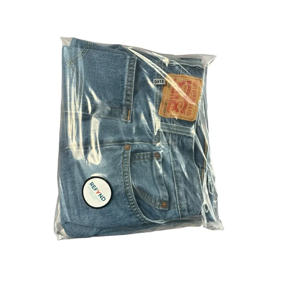 Rare Levi's 550 Jeans Mens 38x29 Relaxed Fit Blank Red Tab Light Wash Denim